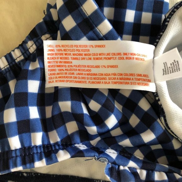 Cat & Jack Girls 2 Piece Bathing Suit Blue White Checkered Cherries Size 2T - Picture 4 of 6